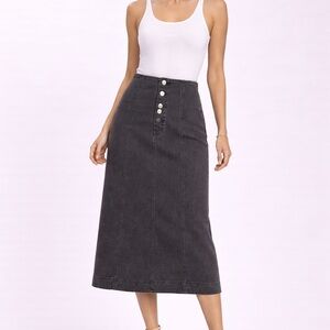 NWT HABITUAL Black Denim Midi. Reg $98